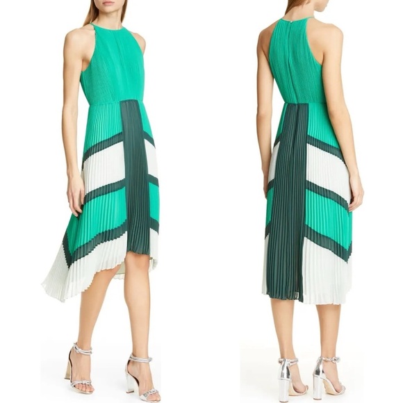 Ted Baker London Nellina Pleated Midi Dress 4 (US Size 10) - Picture 1 of 14